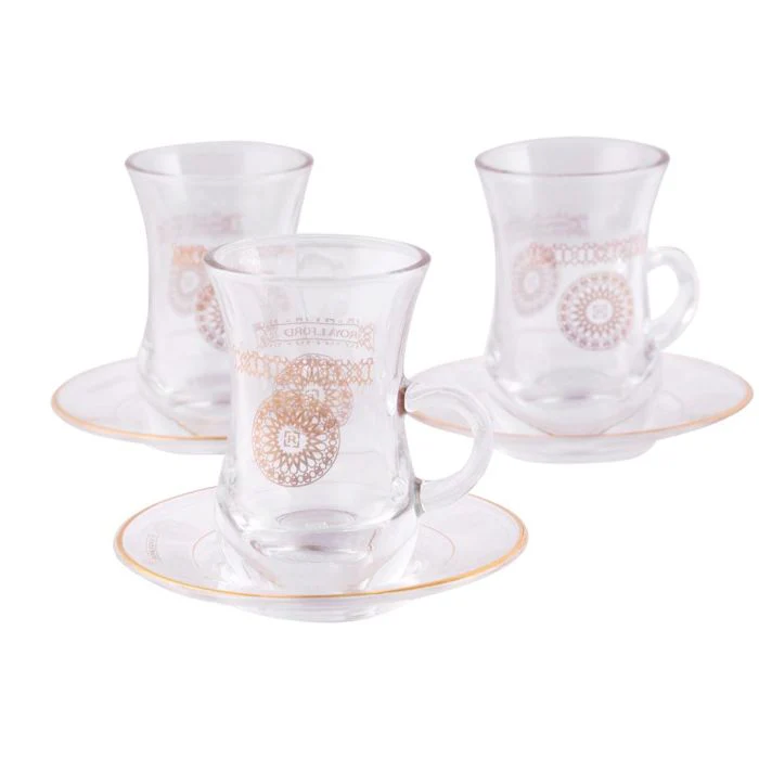 Tea Cups with Saucer, 12 Pcs - Made up of High Quality Glass for Regular Use | Ideal for Tea, Coffee, Latte, Cappuccino or Espresso Cup with Saucer | Tea Glass Set of 12 Pcs (Laya) - Image 3